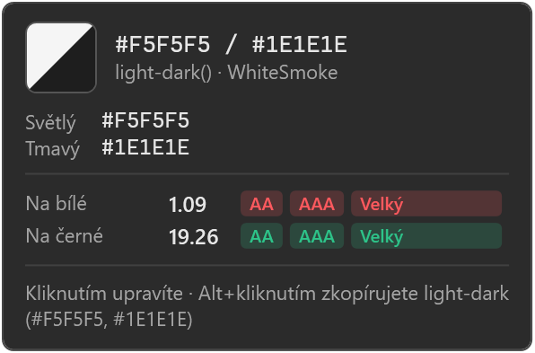 Karta barvy pro hodnotu light-dark()