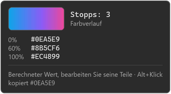 Farbkarte eines CSS-Farbverlaufs