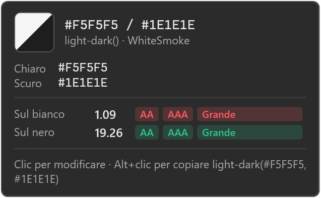 Scheda colore di un valore light-dark()