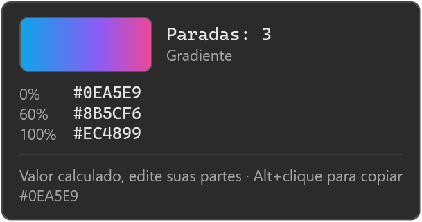 Cartão de cor de um gradiente CSS