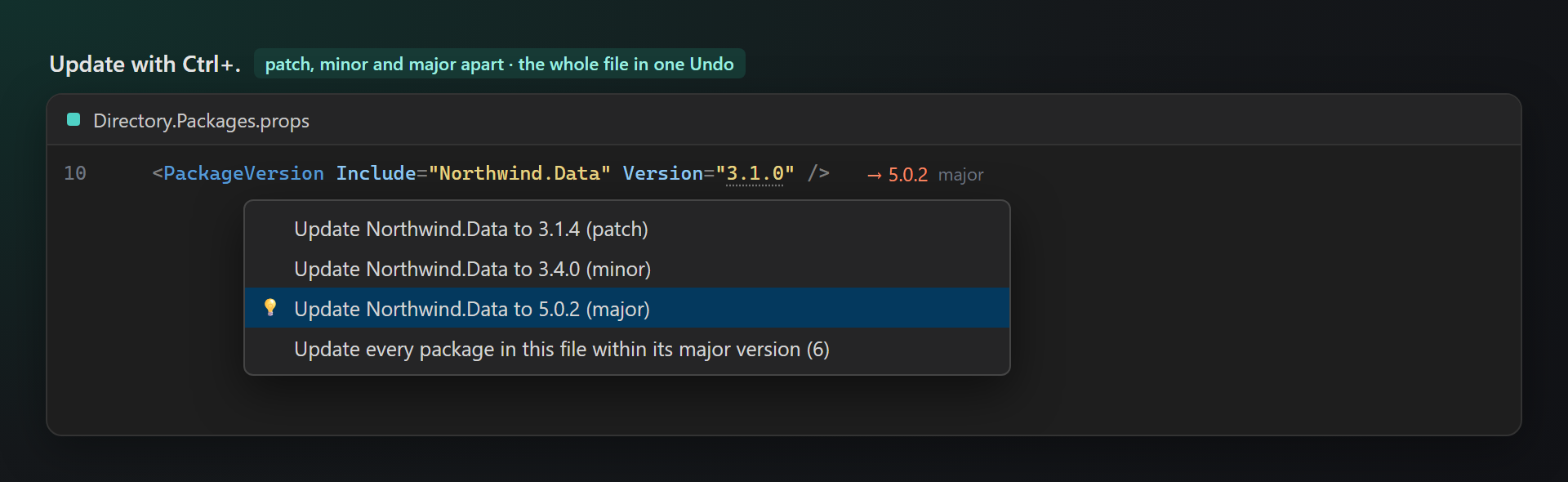 Update with Ctrl+.