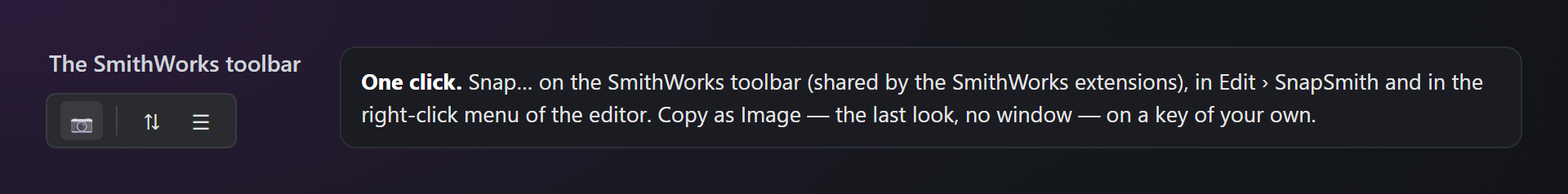 The SmithWorks toolbar with the Snap… button